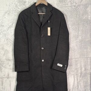 NWT Nee Kenneth Cole Reaction Charcoal Classic Fit Long Overcoat Size 40R